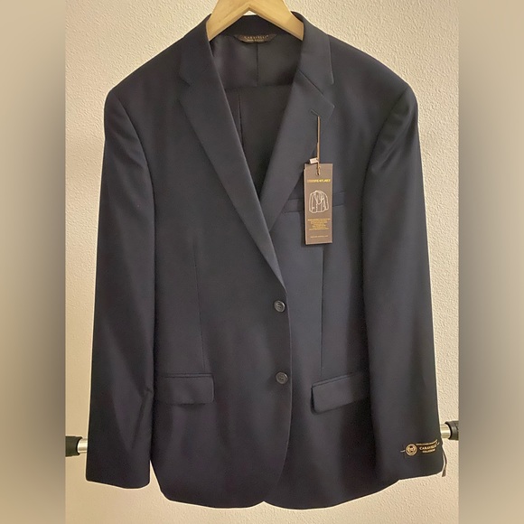 Brand: Caravelli Collezione Suit - Caravelli Suit - Caravelli italy Caravelli Men's Classic Fit Black  3-piece Vested Peak Lapel Suit main image 1
